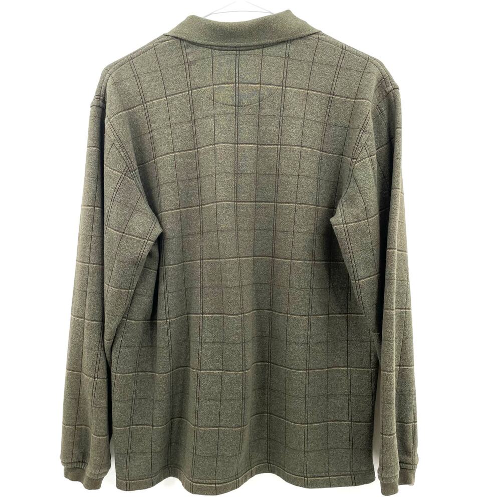 Arrow Men's‎ Polo Sweater, Relaxed Fit, Green Plaid, Size M Casual Comfortable - Picture 2 of 9